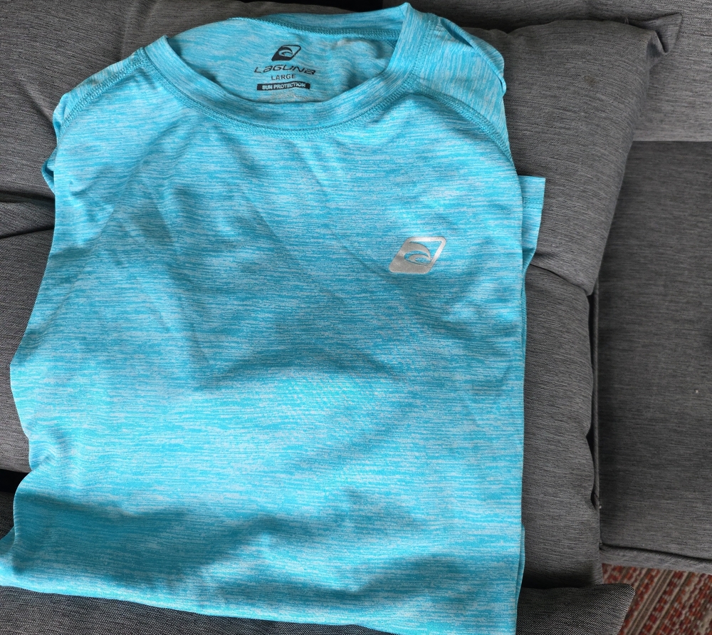 Laguna B Men's Heather Aqua Performance Long Sleeve Tee